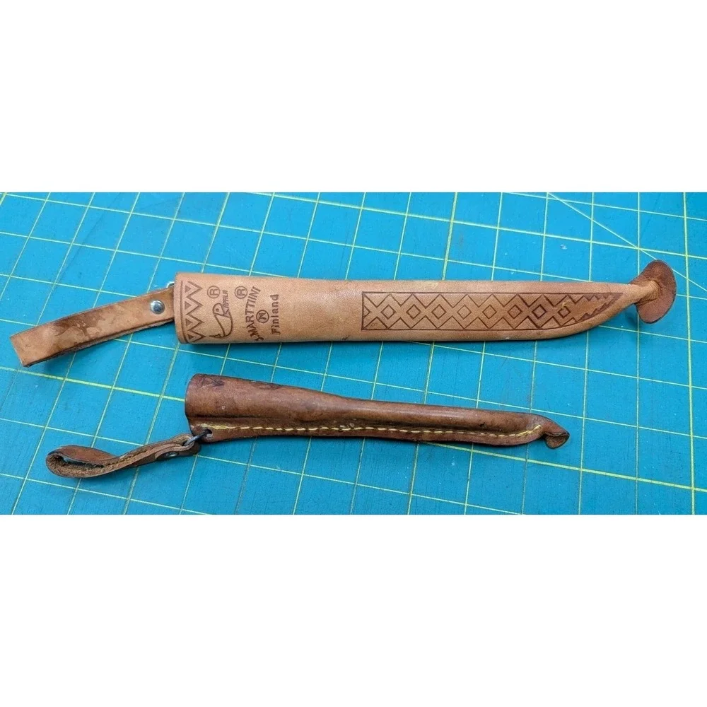 Leather Knife Sleeves Holders Set of 2 Tooled 9